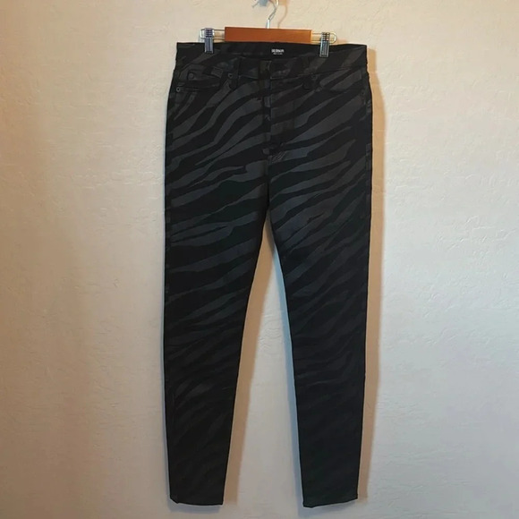 HUDSON Barbara High Waist Super Skinny Black Coated Zebra Print Jeans Size 30 - Picture 2 of 6